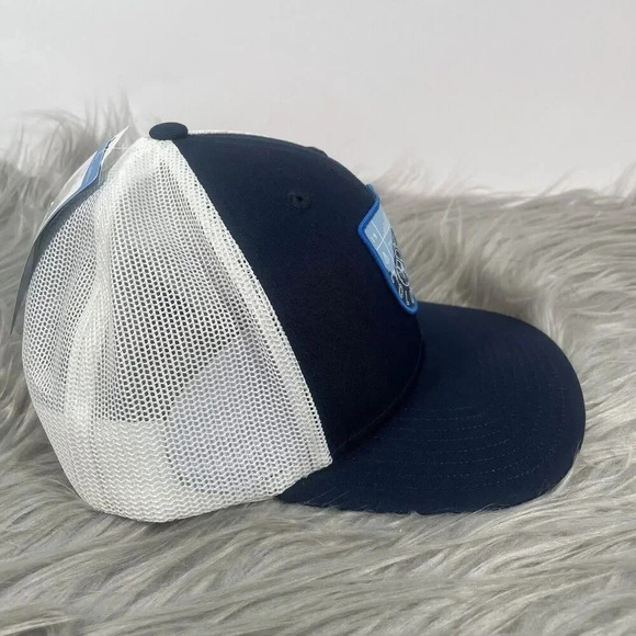 Columbia Hat Navy Blue White Mesh Snapback Baseball Cap Hiking Outdoor Range New - Picture 10 of 13